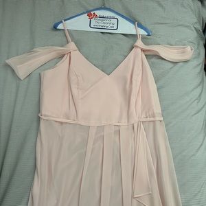 Cascading off Shoulder Pink Bridesmaid Dress